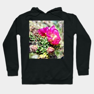 Fuscia Pink Cactus Flower Bloom Hoodie